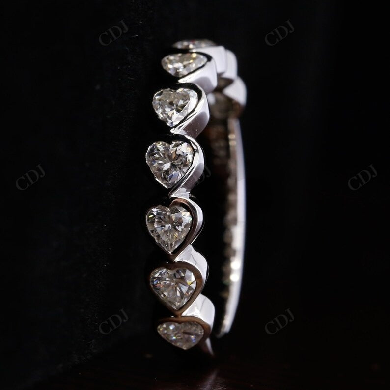 Bezel Setting Eternity 2.7CTW Heart Cut Lab Grown Diamond Wedding Band customdiamjewel