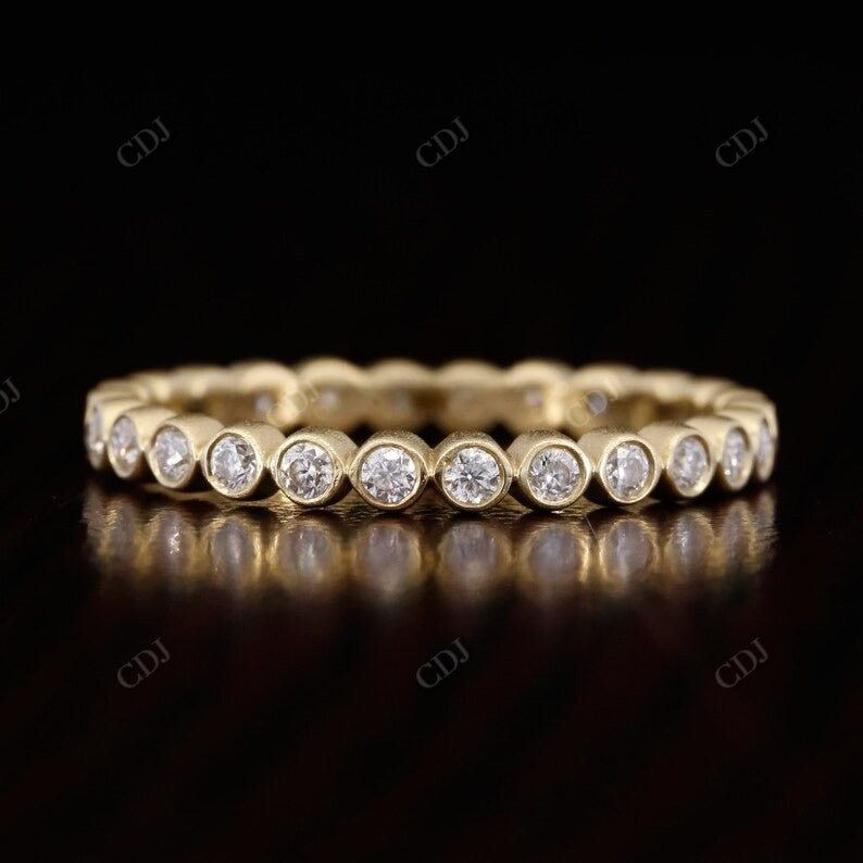 Round Cut Natural Diamond Bezel Set Matte Finish Wedding Ring customdiamjewel