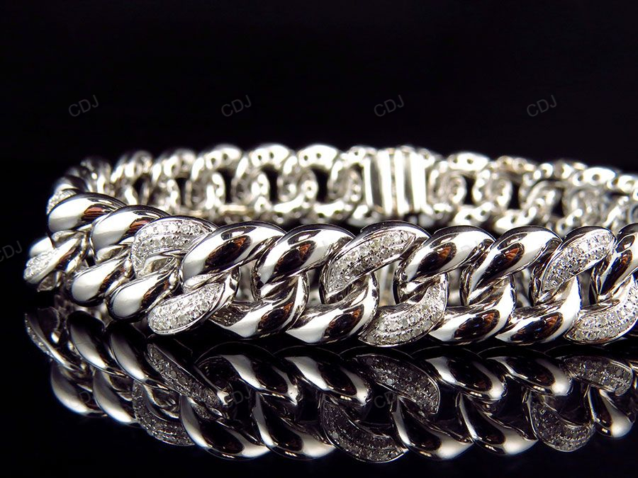 13MM Silver Moissanite Miami Cuban Bracelet For Men hip hop jewelry CustomDiamJewel