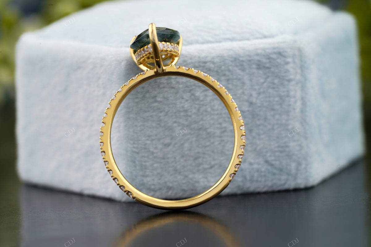 Pear Shaped Moss Agate Solitaire Ring customdiamjewel
