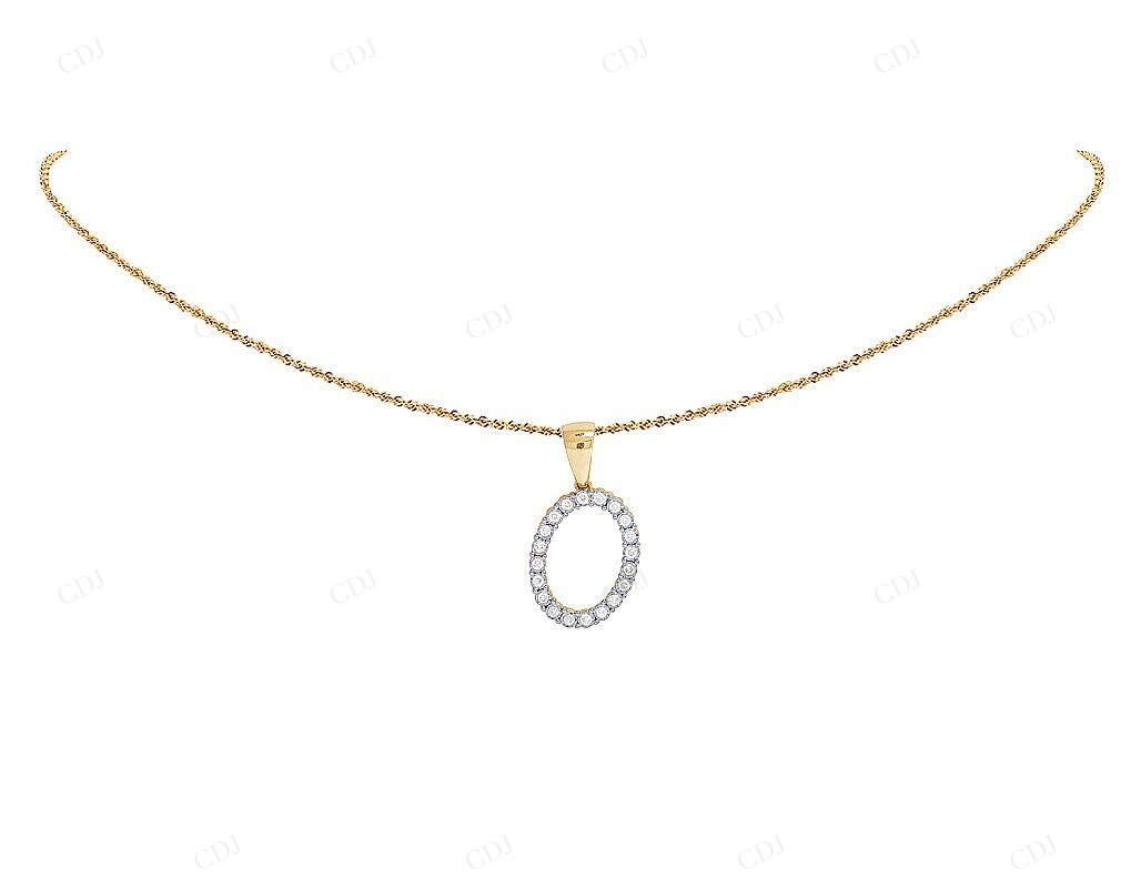 10K Gold Natural Diamond 1" Initial O Letter Pendant CustomDiamJewel