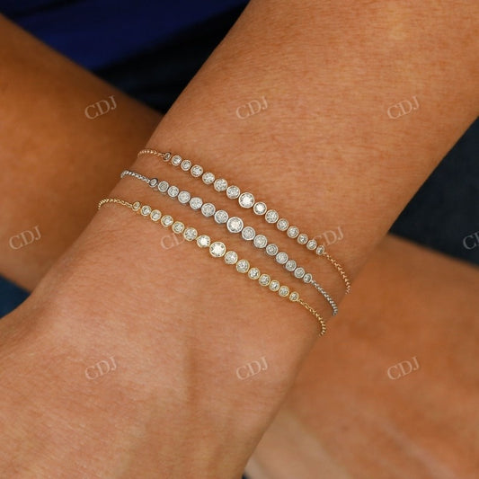 0.48CTW Bezel Set with Adjustable Bolo Chain Natural Diamond Bracelet Bezel Set Bracelet customdiamjewel   