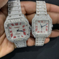 36MM Fully Iced Out Red Roman Hip Hop watch  customdiamjewel   
