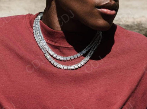 Baguette Diamond Square Shape Tennis Chain For Him customdiamjewel