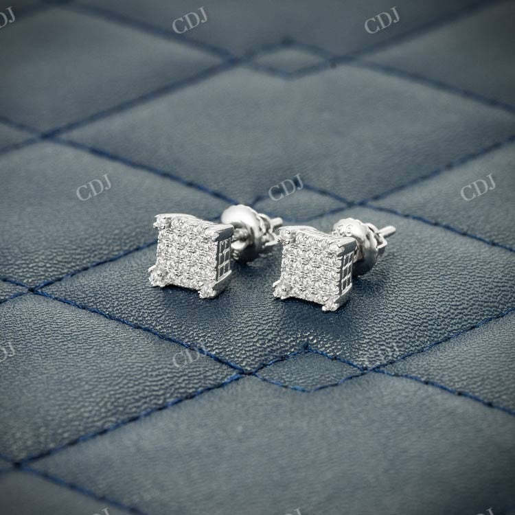10KT Solid White Gold Square Shape Hip Hop Earring hip hop jewelry customdiamjewel