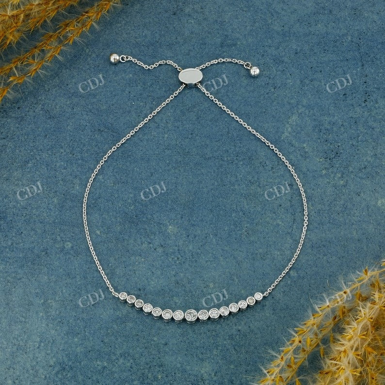 0.48CTW Bezel Set with Adjustable Bolo Chain Natural Diamond Bracelet Bezel Set Bracelet customdiamjewel   