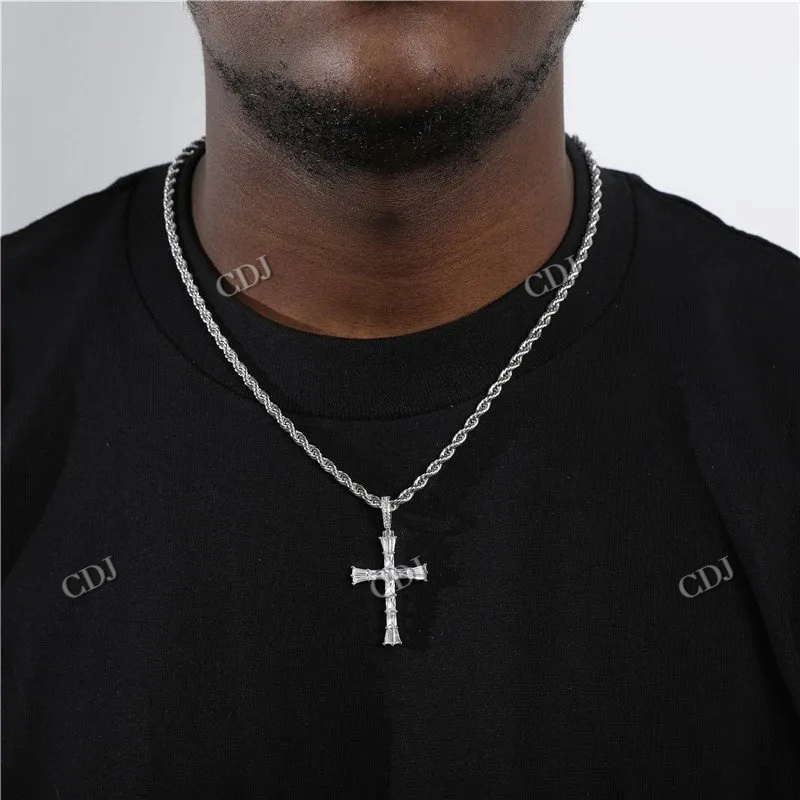 Premium Baguette Cut Cross Design Diamond Hip Hop Pendant hip hop jewelry CustomDiamJewel