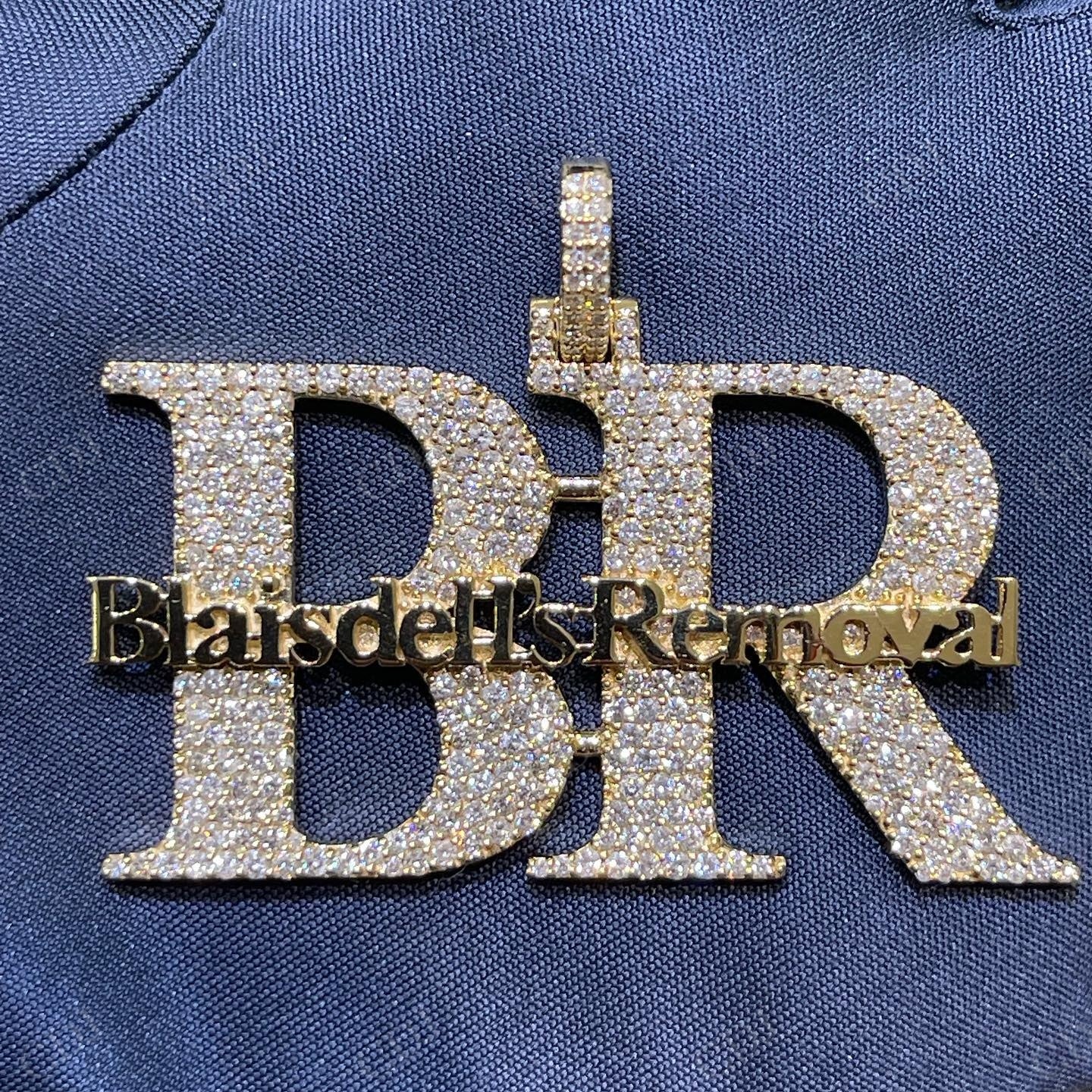 VVS Moissanite 14K Gold Custom Letter BR Pendant hip hop jewelry CustomDiamJewel