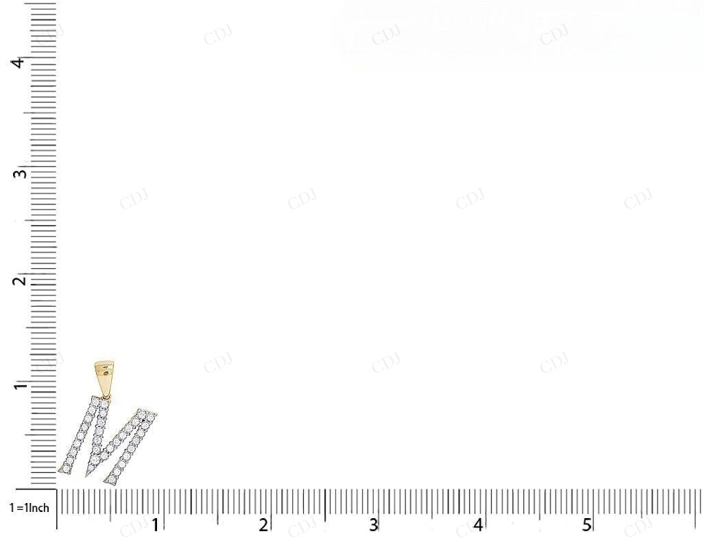 10K Gold Custom Natural Diamond M Letter Pendant CustomDiamJewel
