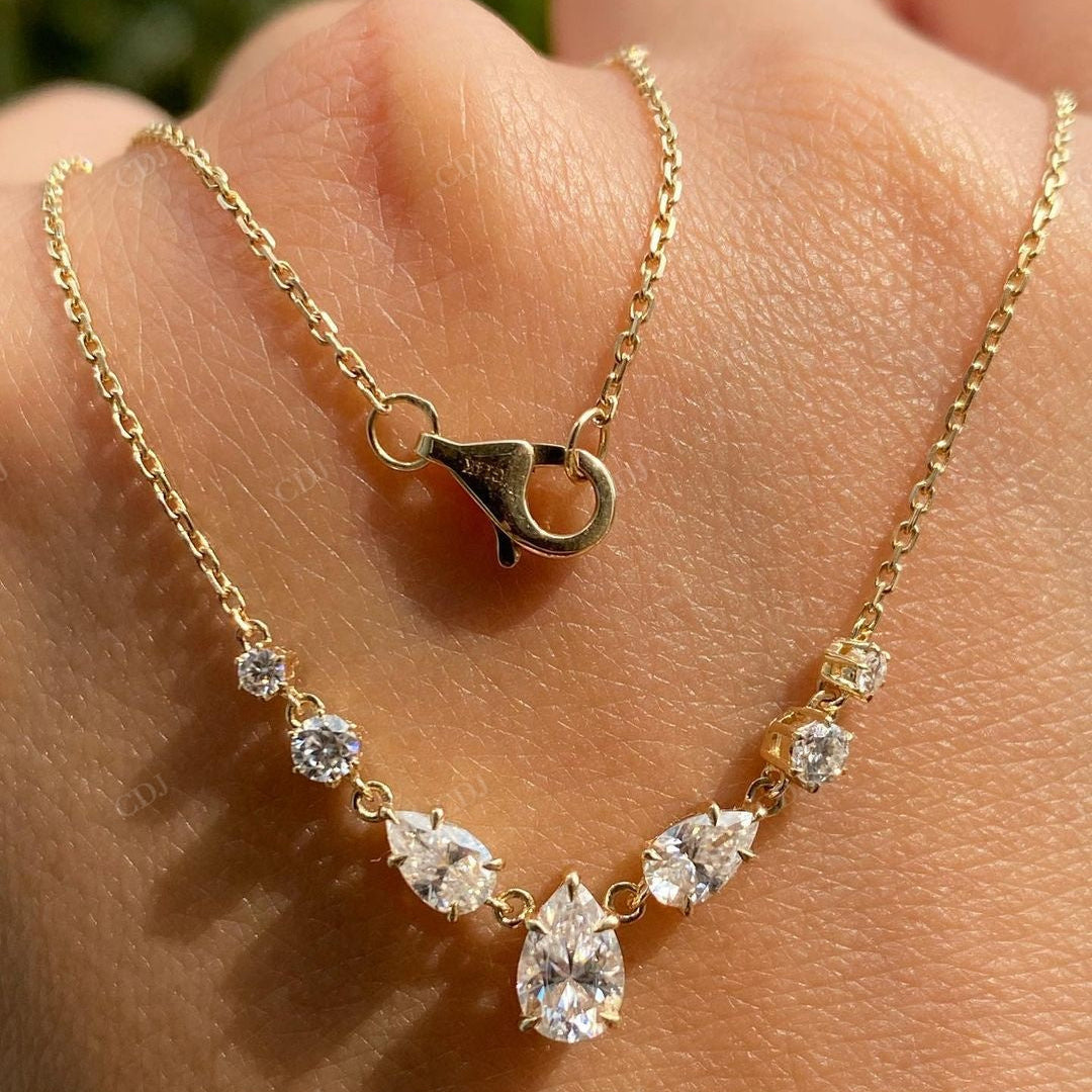 Lab Grown Diamond Pear And Round Cut Pendant