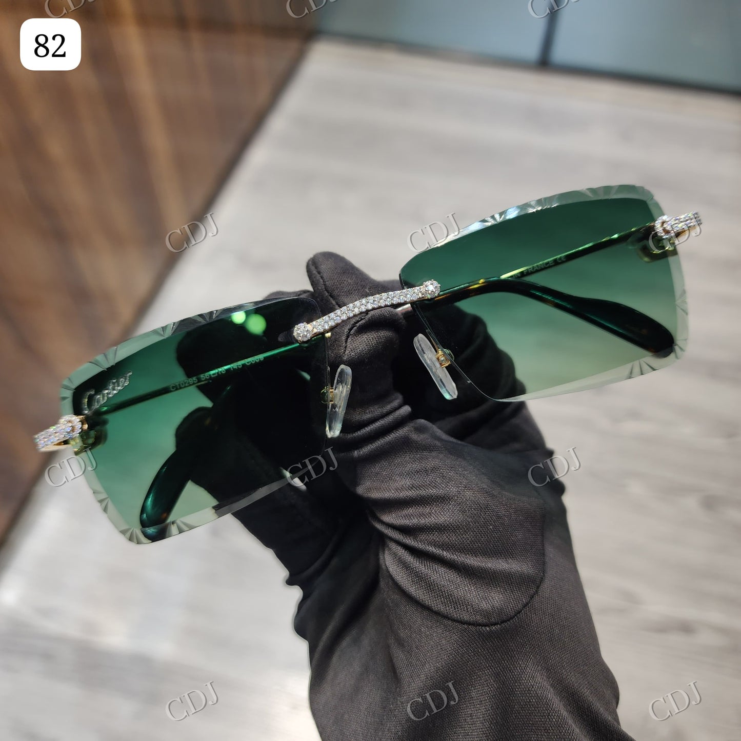 Rectangle Shape Green Frame Hip Hop Moissanite Sunglasses customdiamjewel