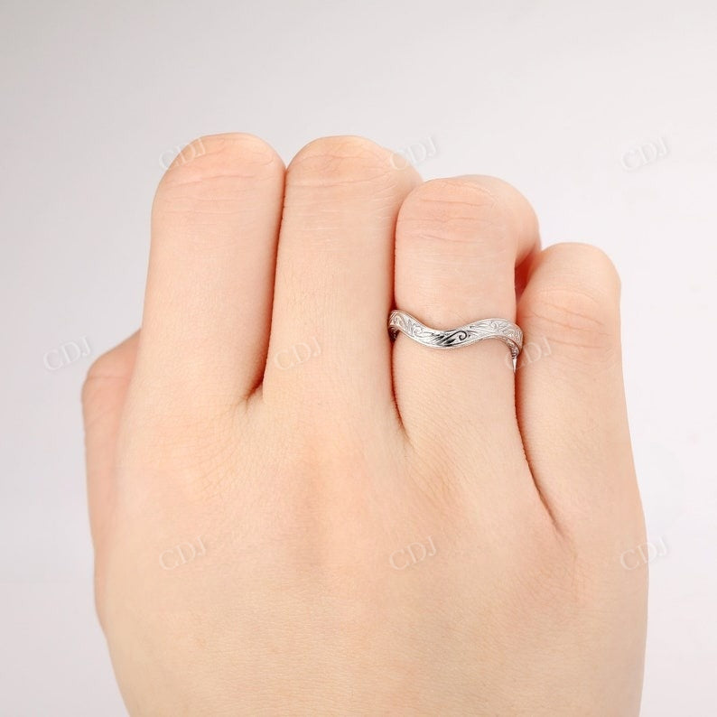14K White Gold Curved Matching Wedding Band Wedding Band customdiamjewel
