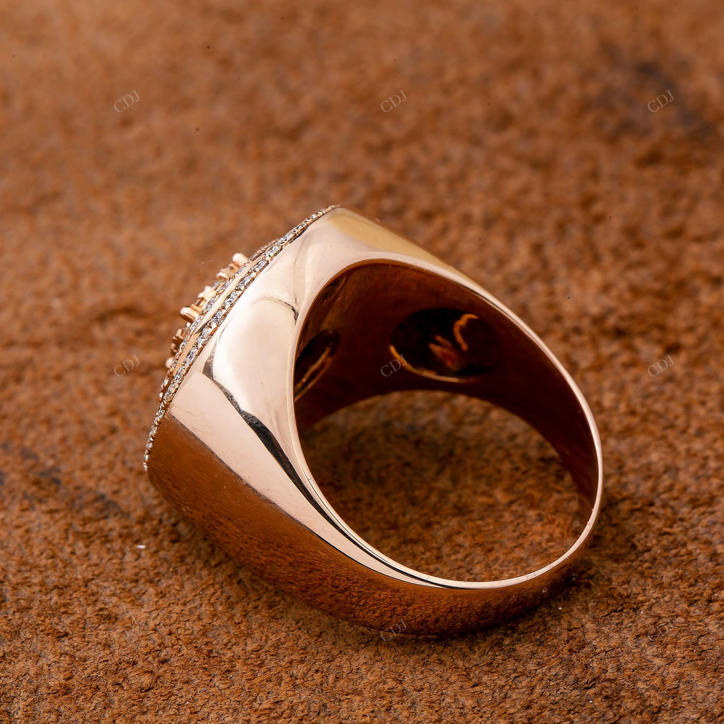 14K Rose Gold Iced Out Dome Silver Ring hip hop jewelry customdiamjewel