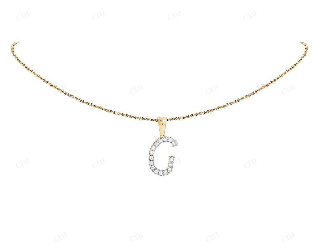 1.1" 10K Gold Natural Diamond G Initial Pendant CustomDiamJewel