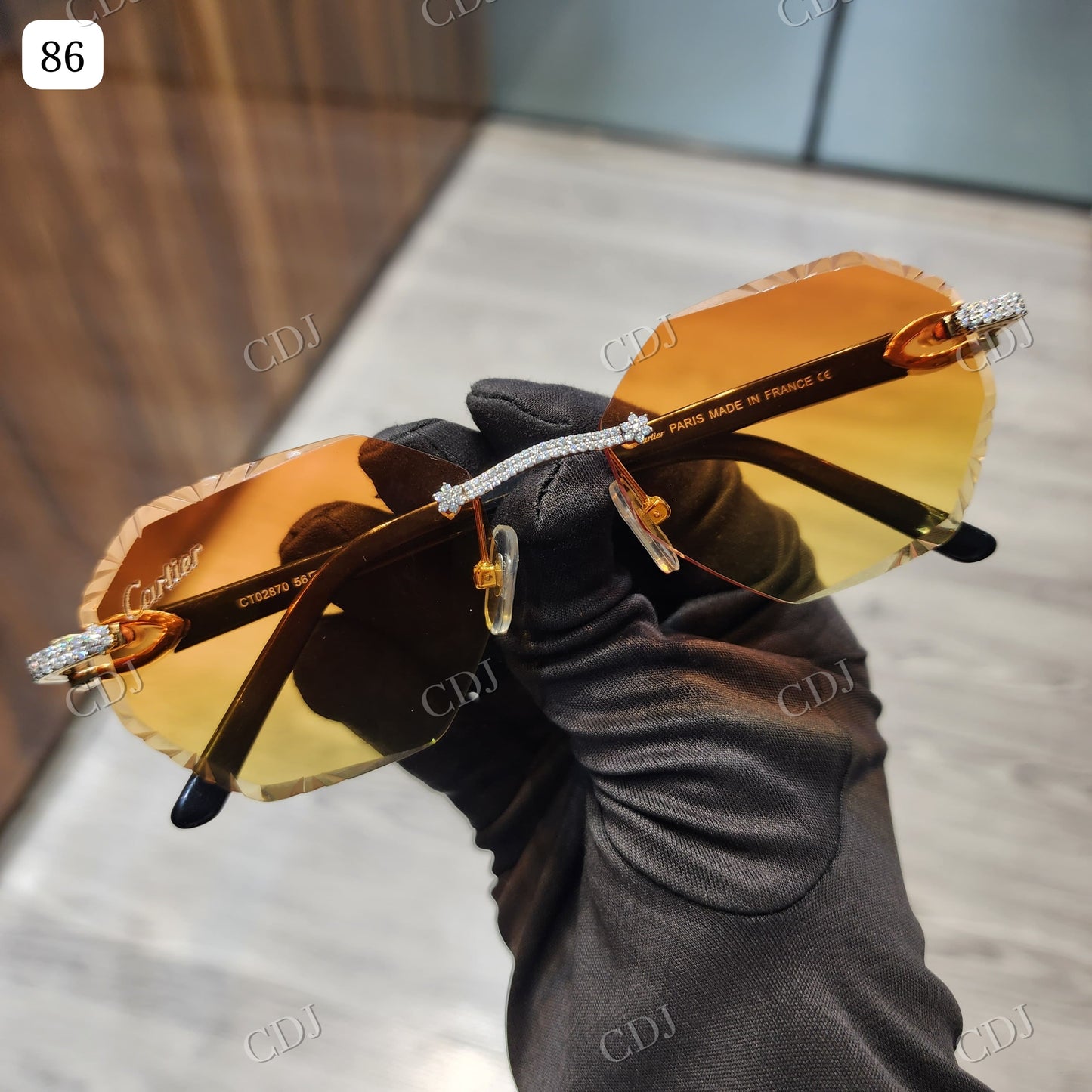 High Quality Yellow Shade Hip Hop Moissanite Custom Sunglasses customdiamjewel