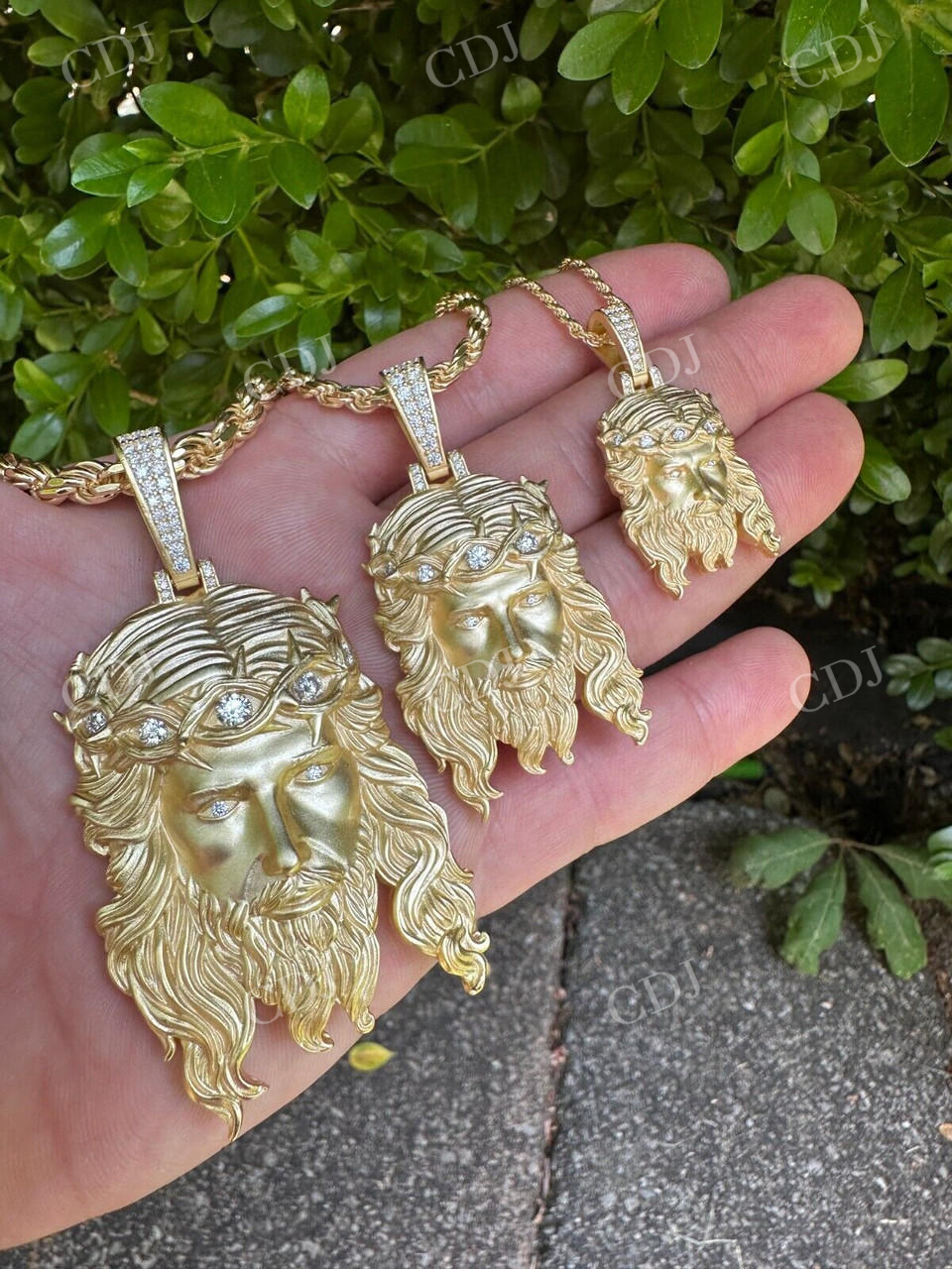 14K Gold Jesus Piece Iced Diamond Pendant customdiamjewel