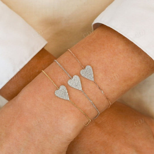 0.33CTW Heart Shape Lab Grown Diamond Adjustable Bracelet  customdiamjewel   