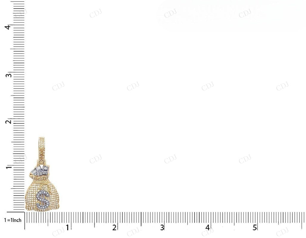 0.85 CTW Moissanite S925 Silver Money Bag Pendant CustomDiamJewel