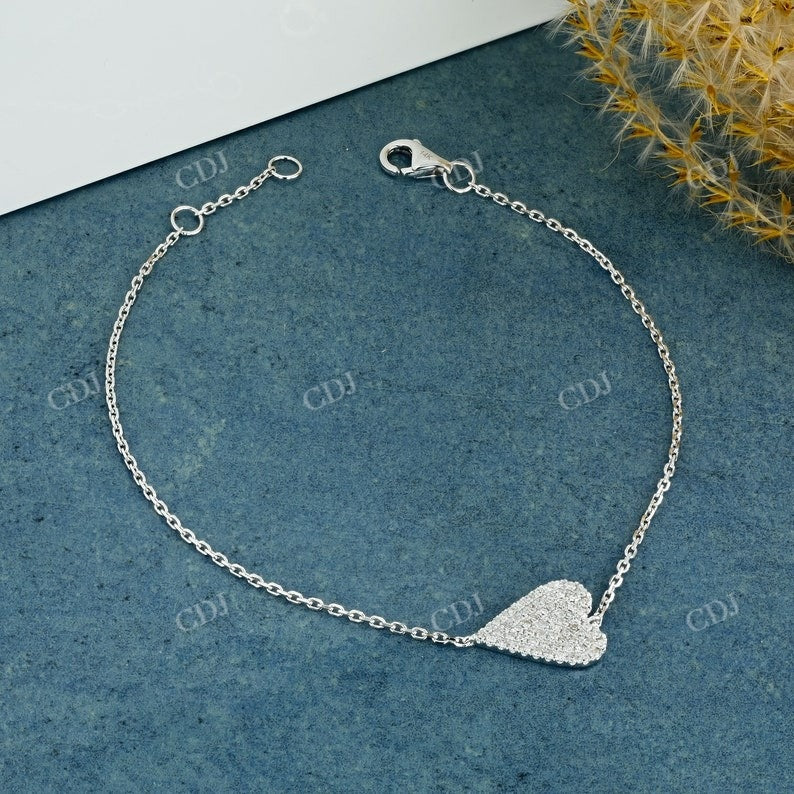 0.33CTW Heart Shape Adjustable Chain Natural Diamond Bracelet adjustable becelet customdiamjewel   