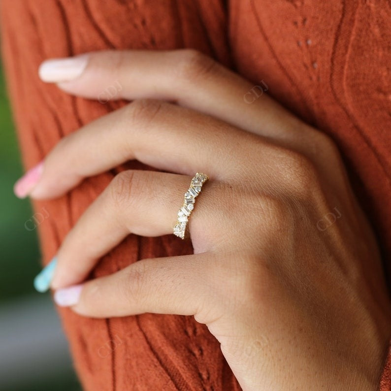 Baguette And Round Lab Grown Diamond Half Eternity Simulated Diamond Band Wedding Band customdiamjewel