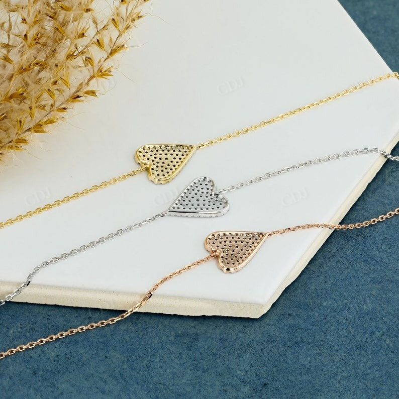 0.33CTW Heart Shape Lab Grown Diamond Adjustable Bracelet customdiamjewel