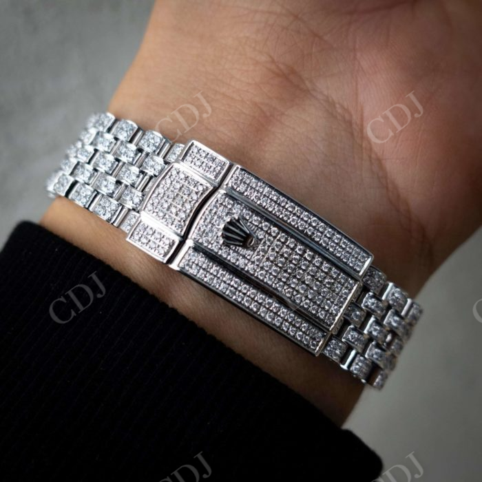 Full White Fully Iced Out Moissanite Rolex Watch Wholesaler customdiamjewel