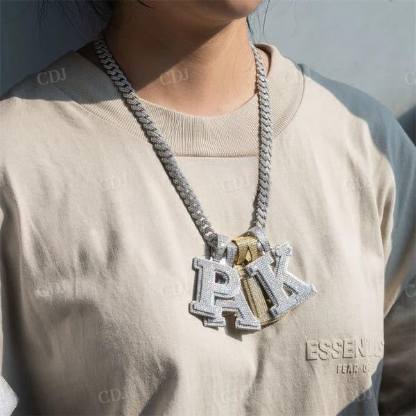 3D Design Fully Iced Initial Letter Diamond Pendant customdiamjewel
