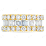 14Kt Gold Three Row Baguette and Round Wedding Band hip hop jewelry CustomDiamJewel