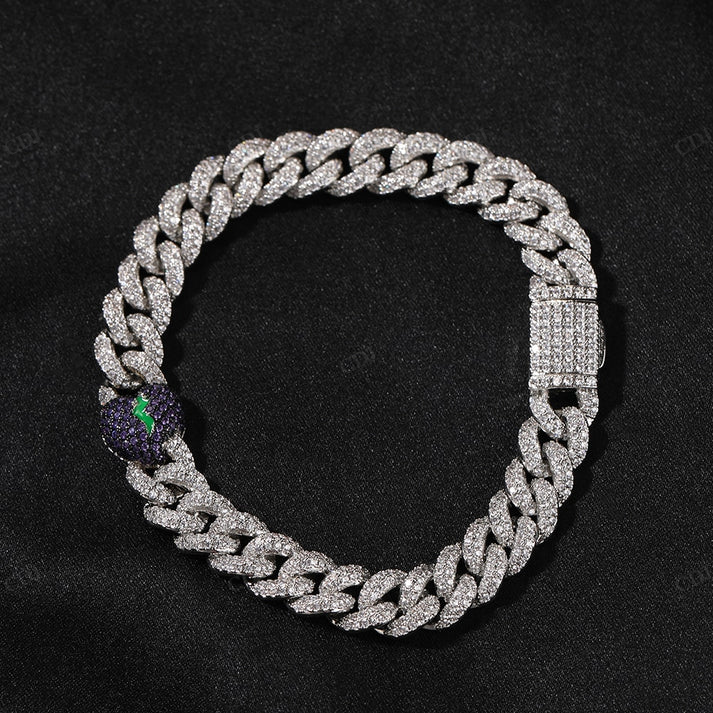 9mm Purple Broken Heart Diamond Cuban Chain hip hop jewelry CustomDiamJewel