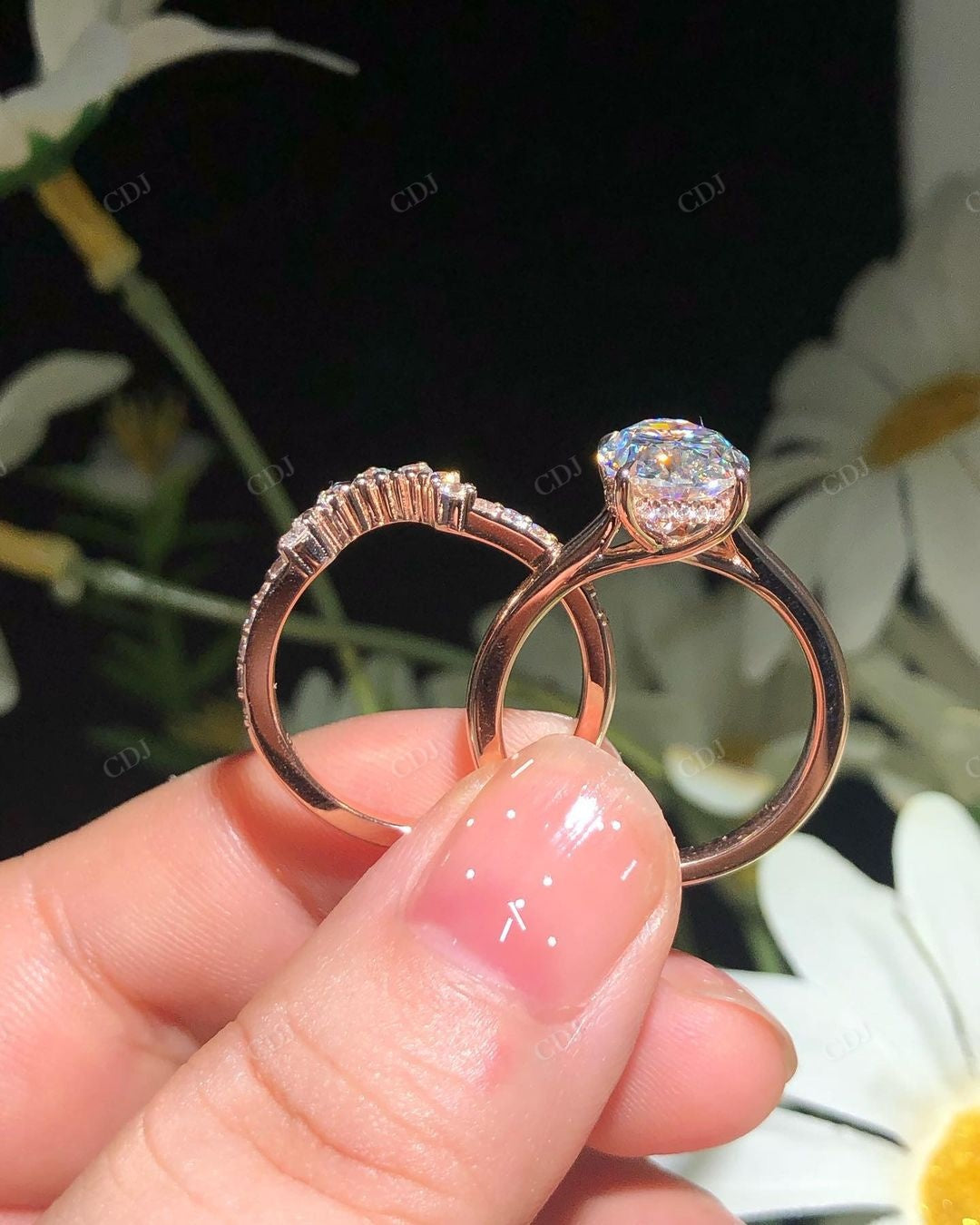 Oval Cut Lab Grown Diamond Bridal Ring Set
