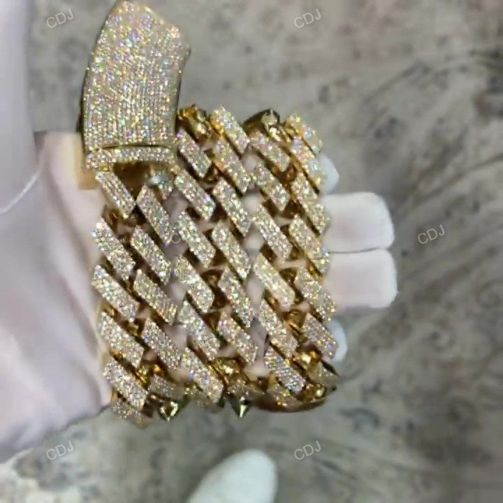 Ladies Artificial Diamond Miami Cuban Chain hip hop jewelry CustomDiamJewel