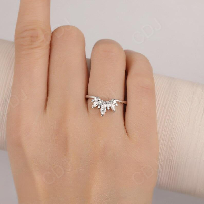 0.36CTW Alternative Round & Marquise Cut Diamond Curved Stacking Wedding Band customdiamjewel