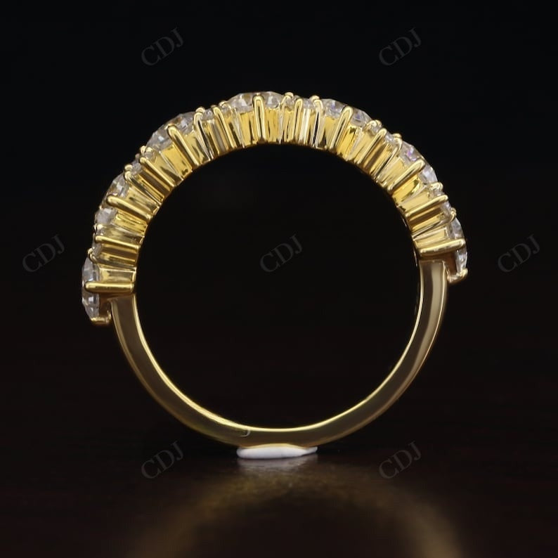 Cluster 1.26CTW Round Princess Cut Lab Grown Wedding Band customdiamjewel