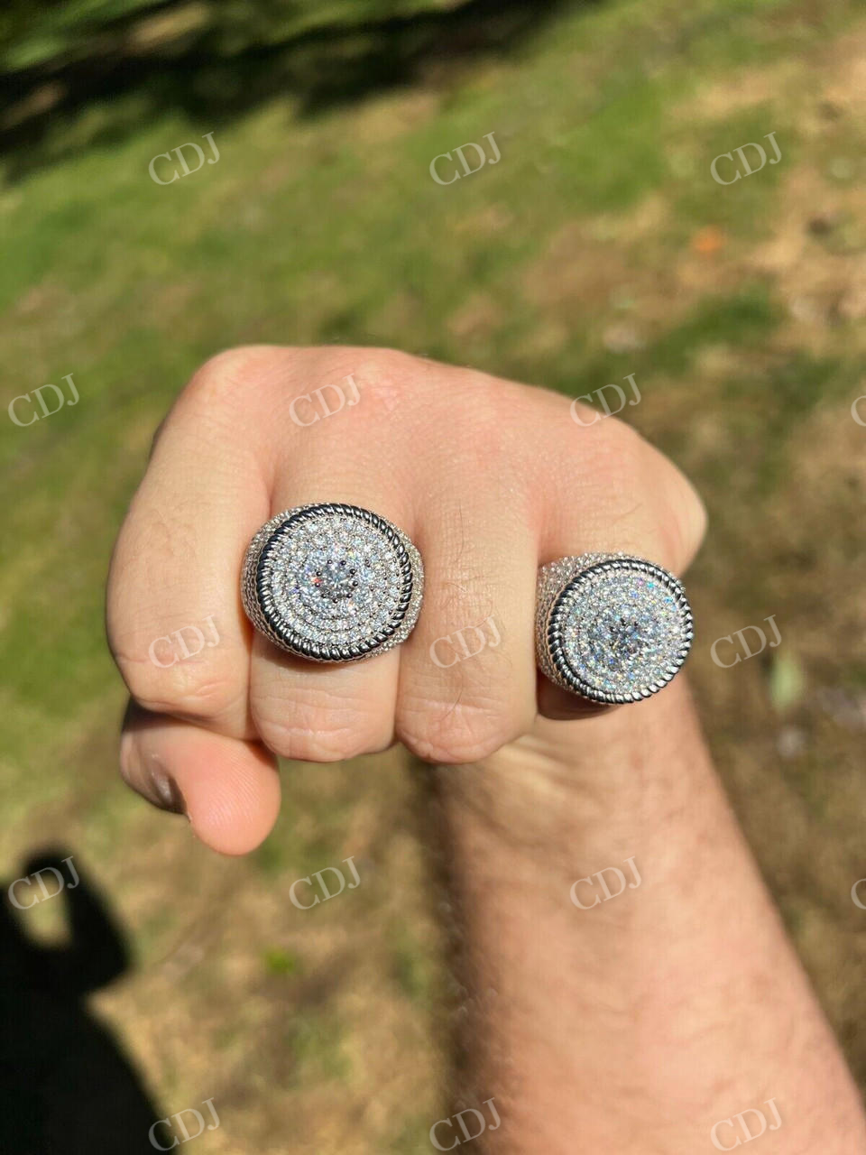 Round Moissanite Pinky Hip Hop Big Ring customdiamjewel