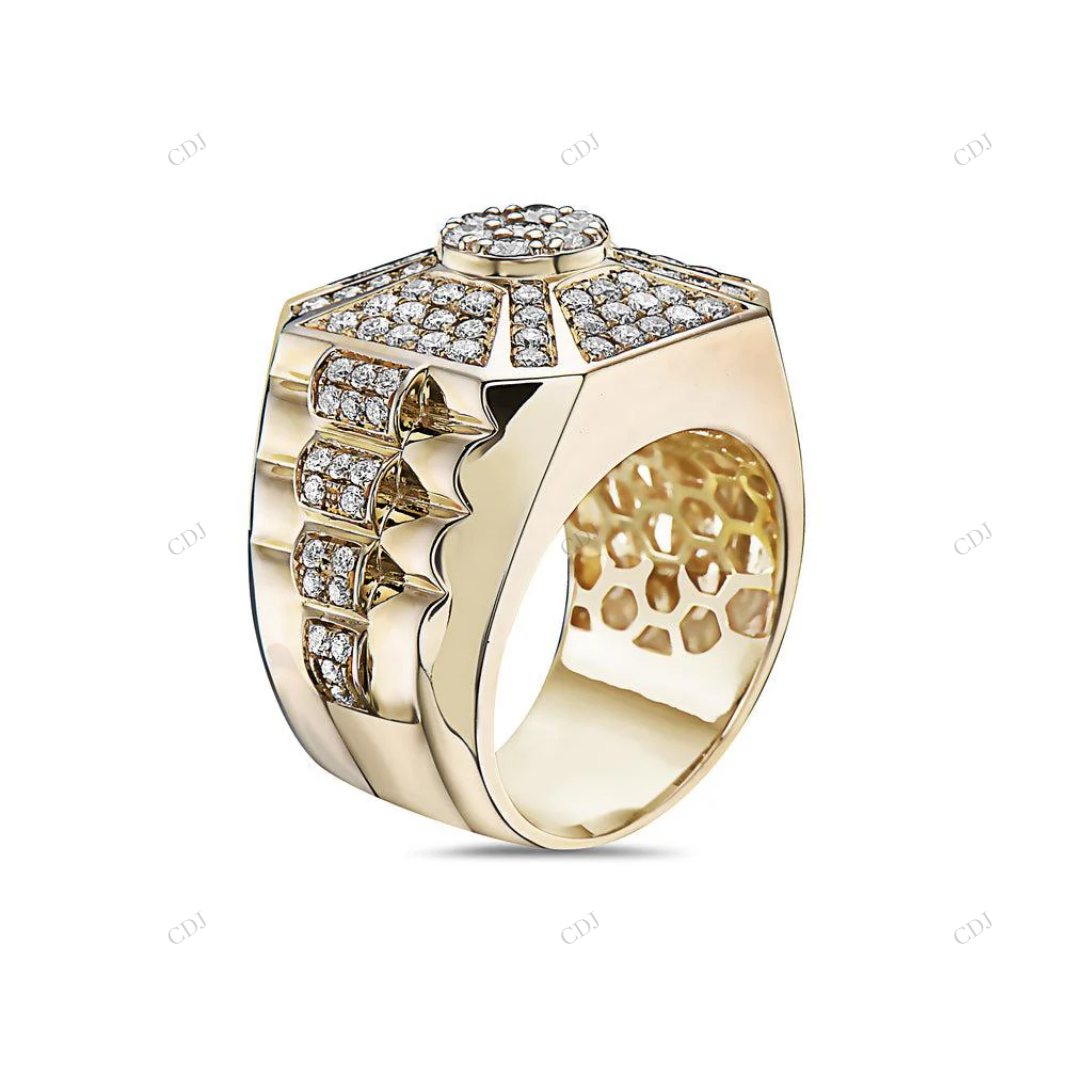 Luxury Geometric Sterling Silver Moissanite Ring hip hop jewelry customdiamjewel