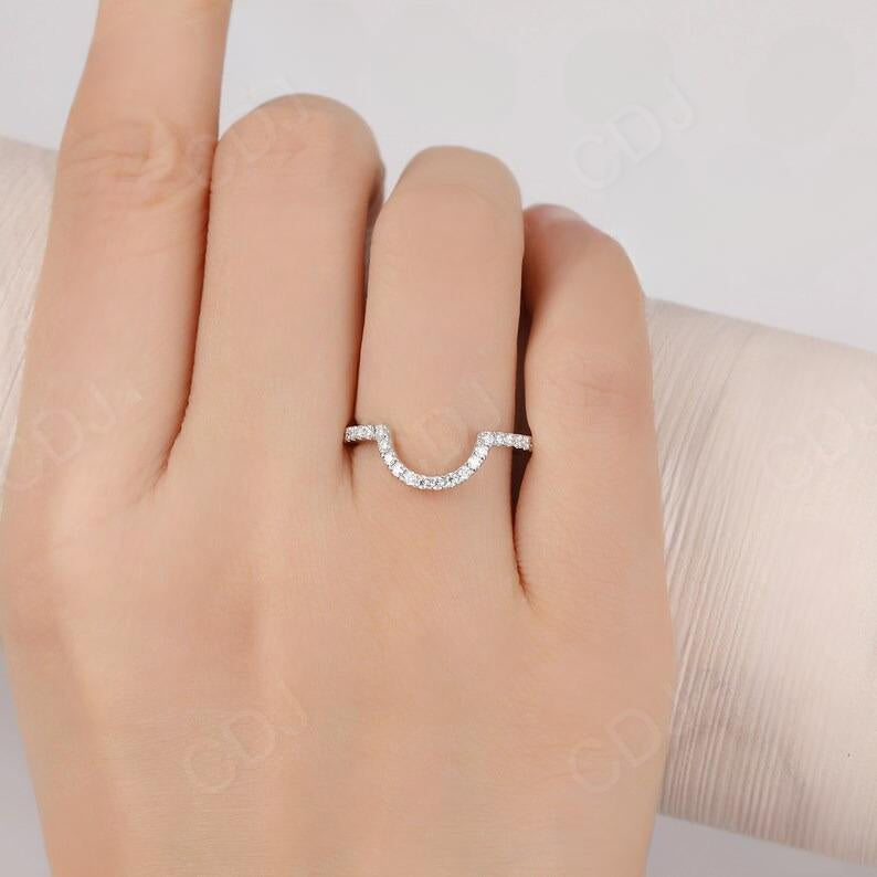 White Gold Lab Grown Diamond Curved Wedding Band customdiamjewel