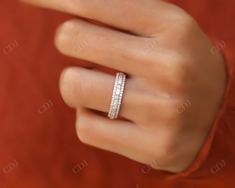 0.82CT Baguette and Round Real Diamond Half Eternity Wedding Band customdiamjewel