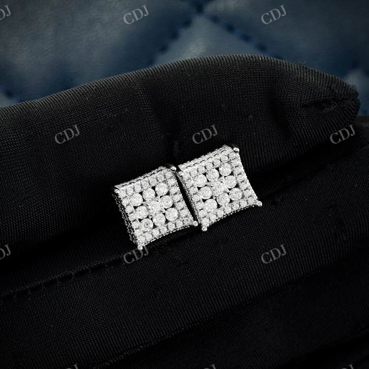 925 Silver Moissanitet Square Shape Cluster Hip Hop Earring hip hop jewelry customdiamjewel