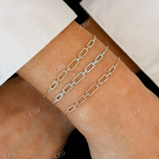 0.35CTW Natural Diamond Open Pave Paper Clip Link Bracelet clip link bracelet customdiamjewel   