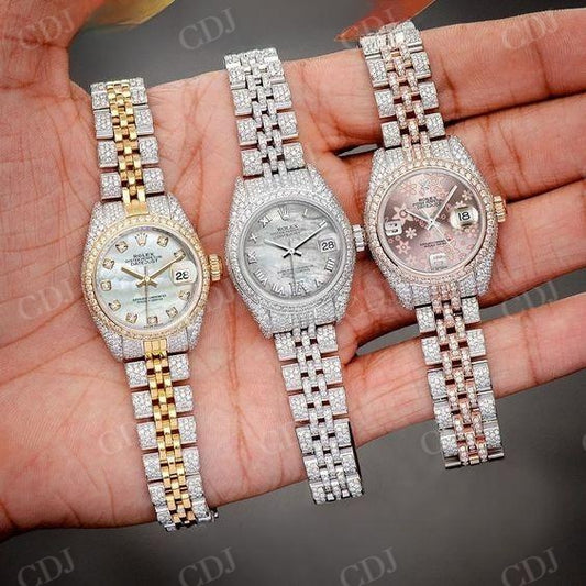 Stainless Steel Hip Hop Two Tone Rolex Diamond Watch  customdiamjewel   