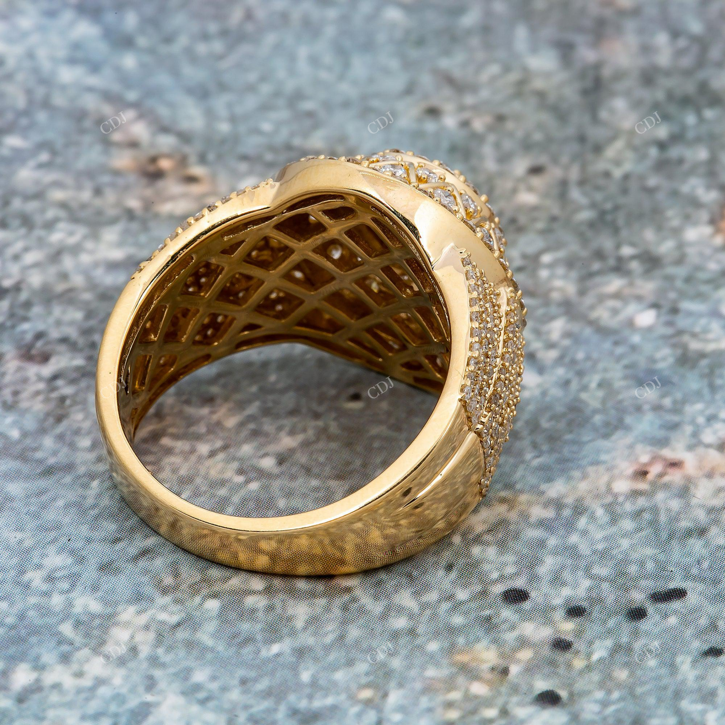 Iced Out Moissnaite Multi-Layer Pavé Round Halo Ring hip hop jewelry customdiamjewel