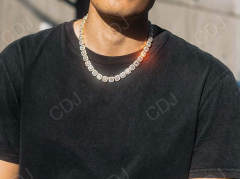 Antique Halo Cluster Diamond Tennis Chain for Men's customdiamjewel