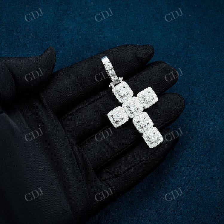 Round Diamond Halo Cross Pendant customdiamjewel