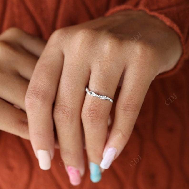 Round Lab Grown Diamond Twisted Matching Rose Gold Wedding Band customdiamjewel