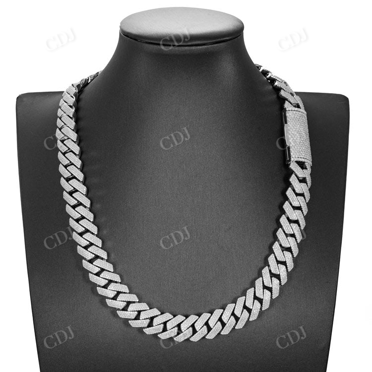4 Row Round Diamond White Gold Cuban Link Chain hip hop jewelry customdiamjewel