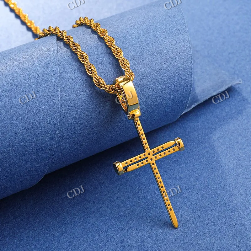 High Quality Round Cut Cross Design Diamond Hip Hop Pendant hip hop jewelry CustomDiamJewel