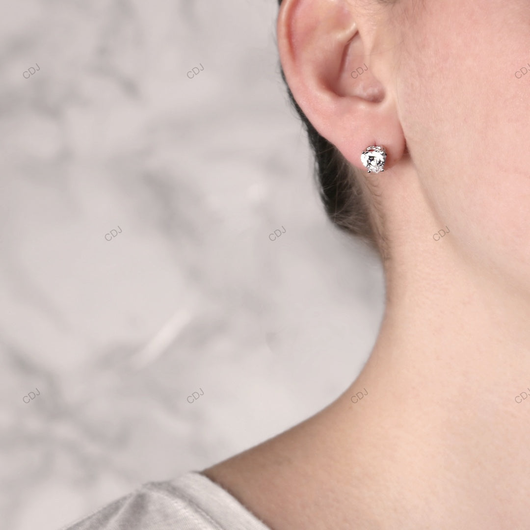 Heart Shape Lab Diamond Gold Stud Earrings