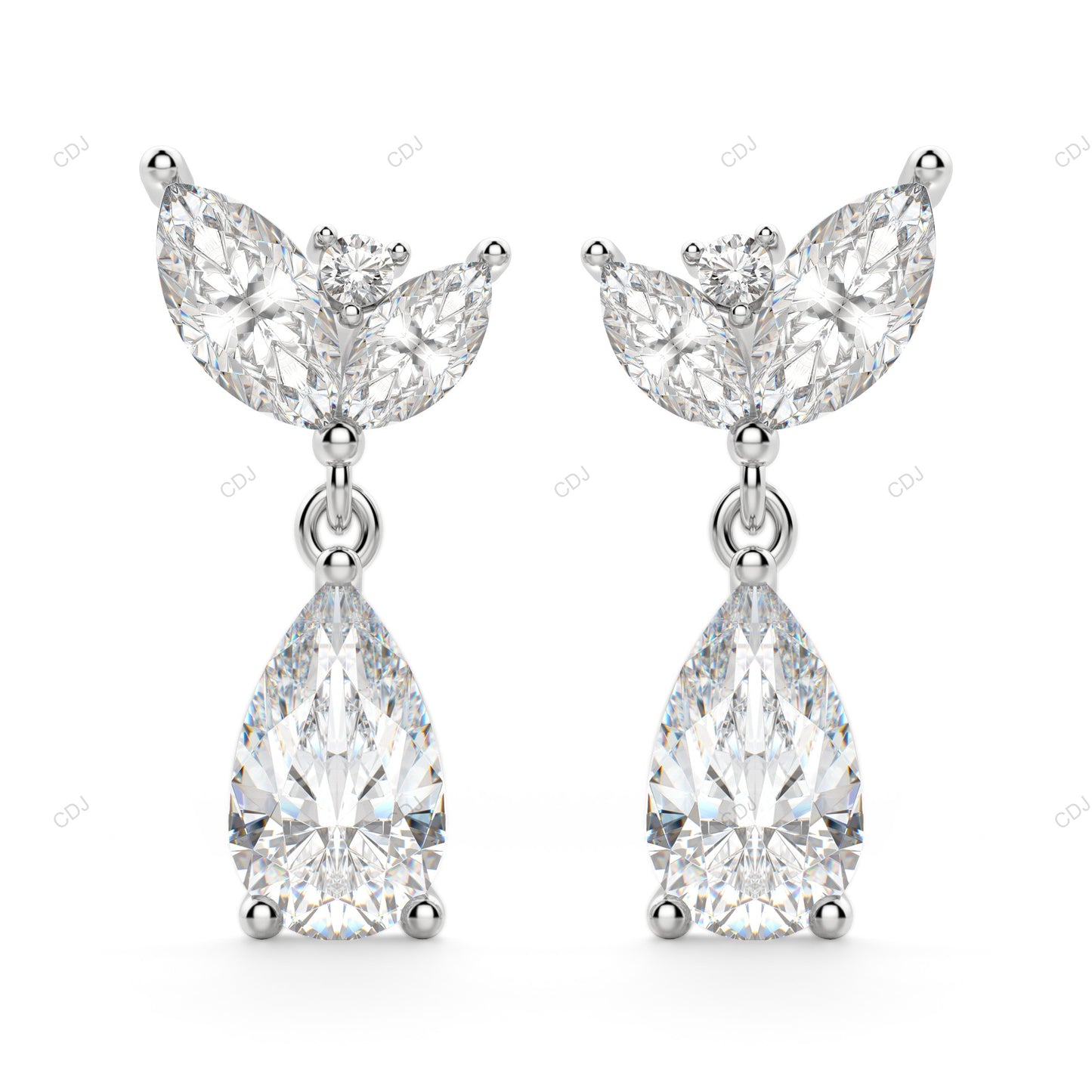 Marquise Bloom Gold Lab Grown Diamond Drop Earrings