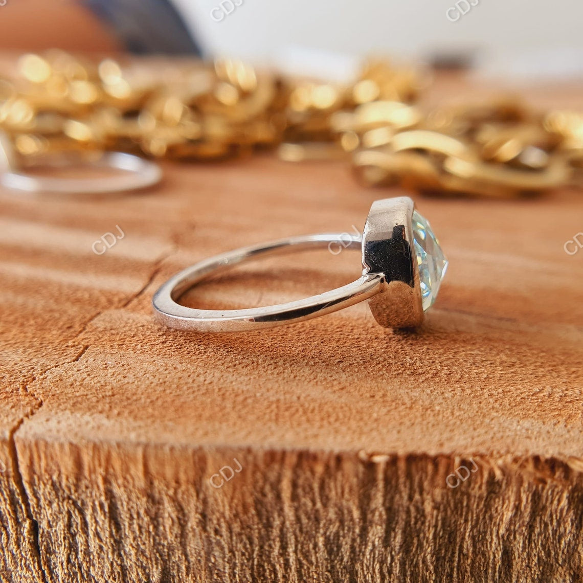 1.73 CTW Cushion Cut Lab-Grown Diamond Bezel-Set Wedding Ring Set