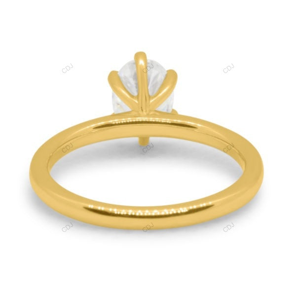 Oval Cut Lab Grown Diamond Six Prong Gold Ring